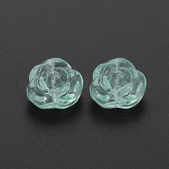透明焼付塗料ガラスビーズ  ローズ  アクアマリン  12.5x14x9mm  穴：1.2mm&nbsp;GLAA-S190-022-A06