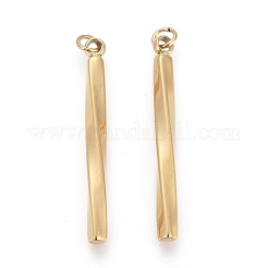 イオンプレーティング（IP）304ステンレスペンダント  丸カン付き  ツイストバー  ゴールドカラー  27.5x2x2mm  穴：2mm&nbsp;LS-STAS-F256-021G