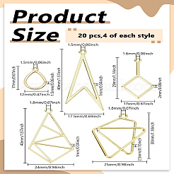20個5スタイルアロイペンダント  混合形状  ライトゴールド  17~40x12~25x1~2.5mm  穴：1.5~1.8mm  4個/スタイル&nbsp;FIND-LP0005-65