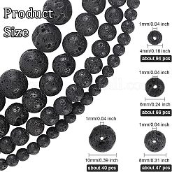 4 Strands 4 Styles Natural Lava Rock Round Beads Strands&nbsp;G-OC0003-35