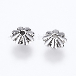 CCBプラスチックビーズ  花  アンティークシルバー  6x3mm  穴：1mm&nbsp;CCB-K003-02AS