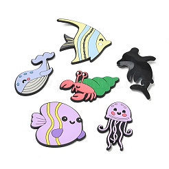 海をテーマにしたPVCプラスチック製カボション  混合図形  ミックスカラー  18~55x37~61x4mm&nbsp;PL-CBAEA65-05