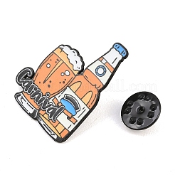 ビールカーニバルのエナメルブローチ  バックパック用合金ラペルピンバック  ブラック  オレンジ  31.5x24.5mm&nbsp;JEWB-I063-02EB-04