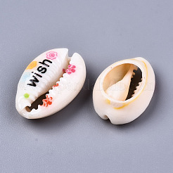 Printed Natural Cowrie Shell Beads&nbsp;SHEL-S266-16