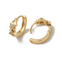 KC Gold Plated Brass Micro Pave Cubic Zirconia Hoop Earring&nbsp;EJEW-L271-01KCG-07