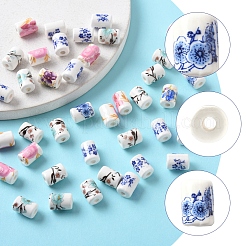 40Pcs Floral Printed Porcelain Beads&nbsp;PORC-FS0001-15