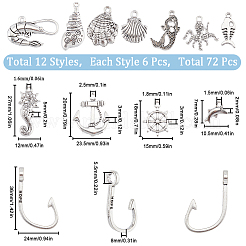 72Pcs 12 Styles Tibetan Style Alloy Charms&nbsp;FIND-SC0007-72