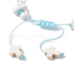 Adjustable Synthetical Turquoise & Magnesite Beaded Braided Bead for Women&nbsp;BJEW-JB11546