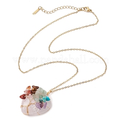 Chakra Yoga Gemstone Pendant Necklaces&nbsp;NJEW-JN05083-01