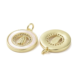 Brass Micro Pave Clear Cubic Zirconia Pendants&nbsp;KK-H466-06G