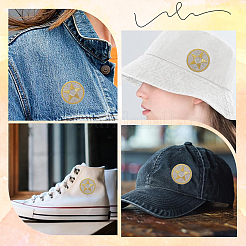 30個のコンピューター化された刺繡布アイロンオン/パッチ縫い  マスクと衣装のアクセサリー  アップリケ  スターとフラットラウンド  ゴールド  44mm&nbsp;PATC-CY0001-10