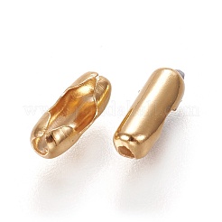 304ステンレススチールボールチェーンコネクター  18KGP本金メッキ  7x3mm  2mmボールチェーンに適合&nbsp;STAS-L226-012C-G
