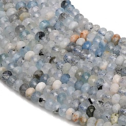 天然石アクアマリンビーズ連売り  ファセットロンデル  4x2mm  穴：0.7mm  約149個/連  14.96インチ（38cm）&nbsp;GG-CBA753B-B01-2x4mm
