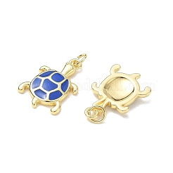 真鍮製エナメルペンダント  亀のチャーム  長持ちメッキ  ラックめっき  鉛フリー＆カドミウムフリー  18KGP本金メッキ  21x14x3mm  穴：3mm&nbsp;KK-CBA6305-09G