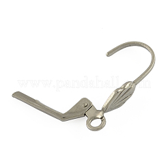 変色しにくい304ステンレススチールフレンチフックピアス金具  カン付き  ステンレス鋼色  20x10x4.5mm  穴：2mm&nbsp;LS-STAS-S028-09