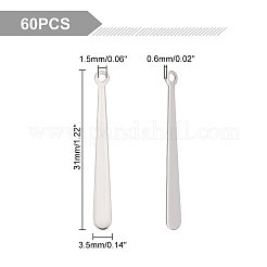 ステンレスペンダント201個  スポーツチャーム  野球用バット  ステンレス鋼色  31x3.5x0.6mm  穴：1.5mm  60個/箱&nbsp;STAS-UN0042-39