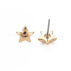 女性用スタースタッドピアス  カドミウムフリー＆鉛フリー  ゴールド  9x9.5mm  ピン：0.6mm&nbsp;EJEW-S213-03A-01G-RS