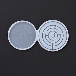 食品グレードのシリコン型を作る DIY フラットラウンドロリポップ  キャンディ型  食用ケーキトッパー作りに  ホワイト  66x124x4mm  内径：56.5mm  2mmスティックにフィット&nbsp;LS-DIY-E051-03