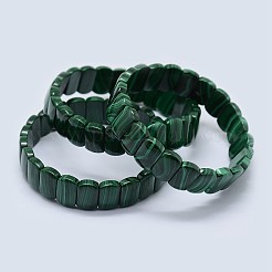 天然マラカイトストレッチブレスレット  長方形  2インチ（5.1cm）&nbsp;BJEW-F327-04