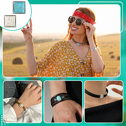 32Pcs 2 Colors Alloy & Synthetic Turquoise Buckles&nbsp;HJEW-PH02465