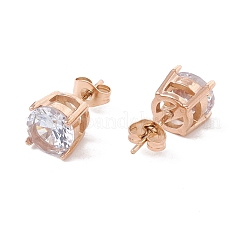 6 Pairs Cubic Zirconia Flat Round Stud Earrings&nbsp;EJEW-G291-05D-M