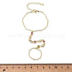 真鍮マイクロパヴェキュービックジルコニアミトンブレスレット  女性用アズキチェーンブレスレット  フラットラウンド  長持ちメッキ  ラックめっき  カドミウムフリー＆鉛フリー  18KGP本金メッキ  5.71インチ（14.5cm）&nbsp;BJEW-C156-01G-01