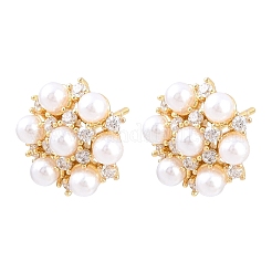 Brass Micro Pave Cubic Zirconia Stud Earrings&nbsp;EJEW-G471-43G