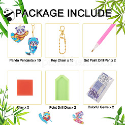 2 Sets 2 Style DIY Diamond Painting Sporting Panda Keychain Kits&nbsp;DIY-TA0003-80