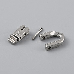 304ステンレススチール製折りたたみ式留め具  316ステンレススチール製金具付き  ステンレス鋼色  10.5x4x3.5mm  穴：1.2mm&nbsp;STAS-WH0016-54P-02