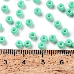 焼付塗装ガラスシードビーズ  ラウンド  ミディアムスプリンググリーン  4x3mm  穴：1.2mm  約7650個/ポンド&nbsp;SEED-H002-I-A509