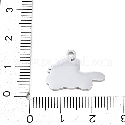 304ステンレスペンダント  猫の形のチャーム  ハンドポリッシュ  ステンレス鋼色  14x19x1.4mm  穴：2mm&nbsp;SA-CBAE30B-05P