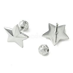 変色しない304ステンレススチール製イヤリング  スター  ステンレス鋼色  12.5x13mm&nbsp;EJEW-Q801-07P