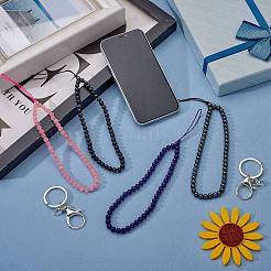 Natural Malaysia Jade and Iron Alloy Lobster Claw Clasp Keychain&nbsp;HJEW-SW00007-13