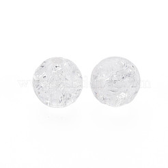 クリアクラックアクリルビーズ  ラウンド  ホワイト  12x11mm  穴：2mm  約566個/500g&nbsp;MACR-S373-66A-N12