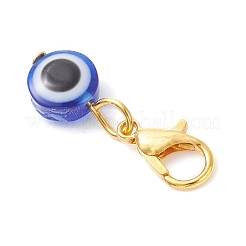 2個 2色樹脂製イーブルアイペンダントデコレーション  亜鉛合金カニカン付き  ブルー  25mm  1pc /カラー&nbsp;HJEW-JM03937