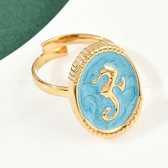 304 Stainless Steel Enamel Open Cuff Rings for Women&nbsp;RJEW-K301-06B-01