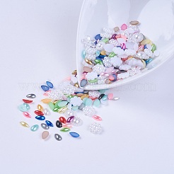 ABSプラスチックパール調カボション  混合図形  ミックスカラー  8~12x3.5~12x2~4.5mm  約1090個/150g&nbsp;SACR-MSMC0002-05