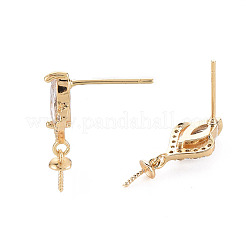 Brass Micro Pave Clear Cubic Zirconia Earring Findings&nbsp;KK-S356-438-NF
