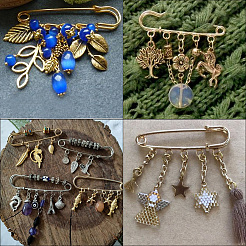 32Pcs 4 Colors Iron Brooch Findings&nbsp;IFIN-SC0001-81