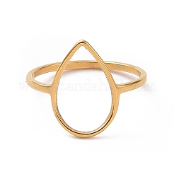 Ion Plating(IP) 201 Stainless Steel Teardrop Finger Ring&nbsp;RJEW-J051-15G
