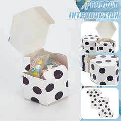 紙箱  梱包用段ボール箱  水玉模様の六角形  ホワイト  4.35x4.35x3.4cm&nbsp;CON-WH0088-95