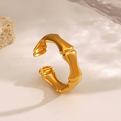 竹ジョイントステンレススチールオープンカフリング  女性のためのジュエリー  ゴールドカラー  usサイズ8（18.1mm）&nbsp;PW-WG9CE34-01