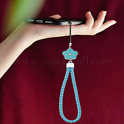 1Pc PU Leather Lanyard Wrist Strap Phone Flower Charms Straps&nbsp;AJEW-LP0005-03A