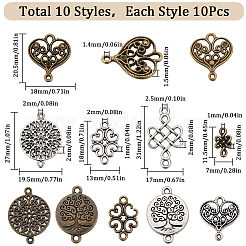 100Pcs 10 Styles Tibetan Style Alloy Connector Charms&nbsp;FIND-SC0007-87