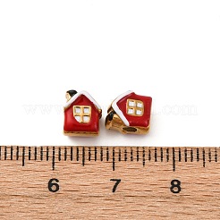 304ステンレススチールエナメルビーズ  ハウス  ファイヤーブリック  7.5x6.5x6.5mm  穴：2mm&nbsp;LS-STAS-Q363-07G