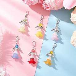 6Pcs Flower Angel Acrylic & Glass Pendants Decorations&nbsp;HJEW-JM03781