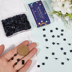 300 穴不透明ガラスシードビーズ 2 個  正方形  ブラック  5x4.5~5.5x2~2.5mm  穴：0.5~0.8mm&nbsp;SEED-SC0001-19