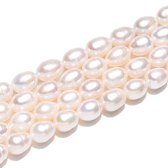 天然養殖淡水パールビーズ連売り  ライス  乳白色  7.5~10x6.8~7.5mm  穴：0.5mm  約21~22個/連  7.48~7.76''（19~19.7センチメートル）&nbsp;PEAR-N012-07V-01