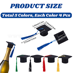 20Pcs 5 Colors Mini Felt Fabric Graduation Hat with Tassels&nbsp;AJEW-CP0010-11