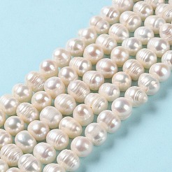 天然養殖淡水パールビーズ連売り  ポテト  グレードa ++  パパイヤホイップ  9~10x7.5~8mm  穴：0.6mm  約44個/連  13.39''（34センチメートル）&nbsp;PEAR-E018-11